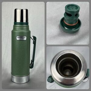 Vintage Stanley "Classic" Hammertone Green Thermos 1 Qt Aladdin Nashville USA